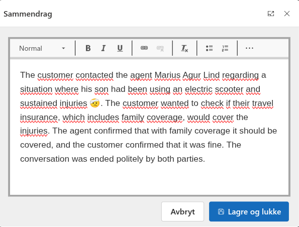 Collecting conversation summary programmatically in D365CC